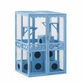 Cage pour chat 90 x 60 x 120 cm en bois et grillage métal bleu avec plateformes