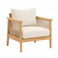 Fauteuil 76 x 75 x 82 cm en bois naturel et tissu beige style contemporain