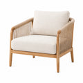 Fauteuil 75 x 80 x 80 cm en bois naturel et corde beige avec assise rembourrée style contemporain