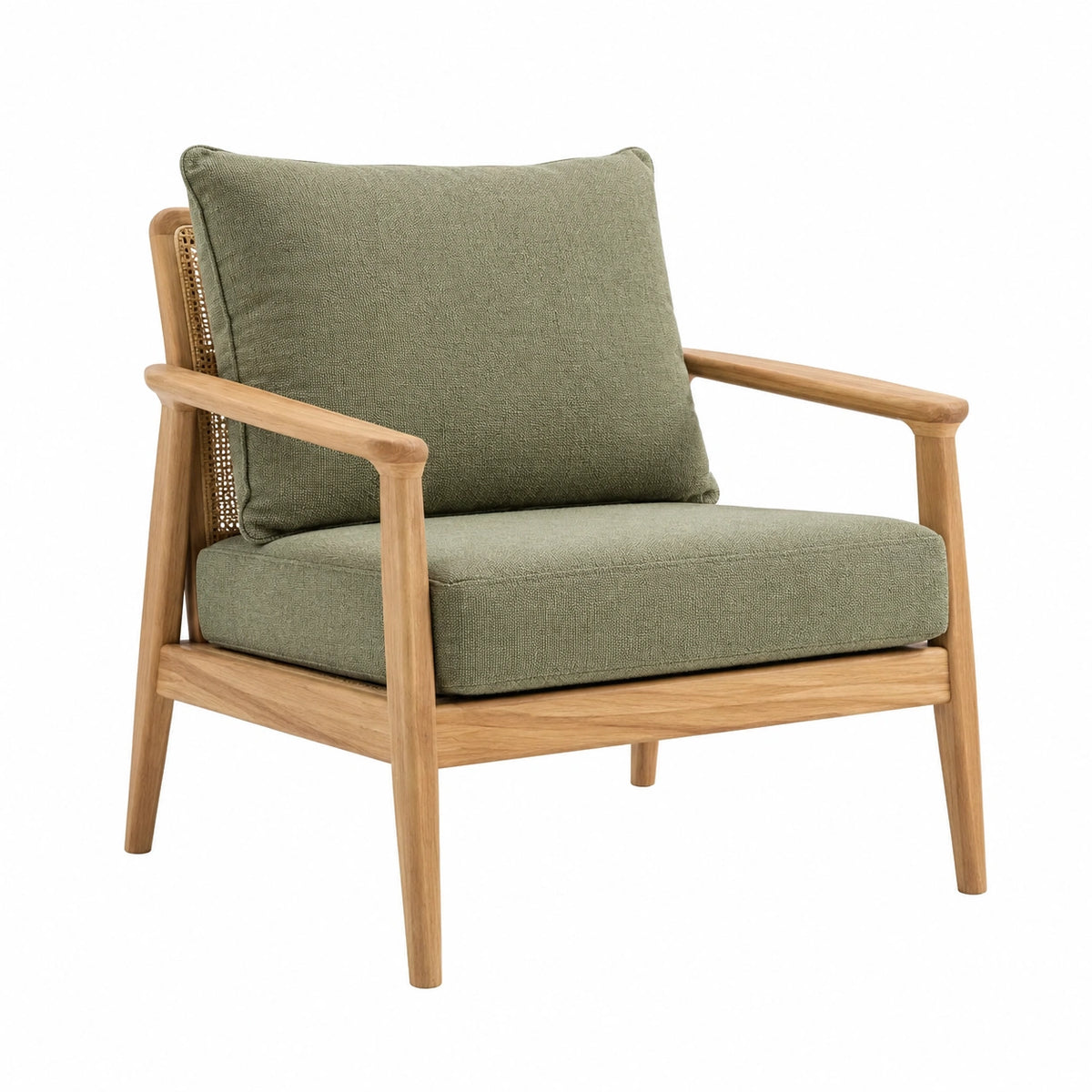 Fauteuil 68 x 78 x 82 cm en bois et tissu vert style naturel avec accoudoirs