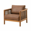 Fauteuil 78 x 80 x 78 cm bois brun assise aspect cuir style naturel