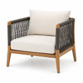 Fauteuil de jardin 75 x 80 x 75 cm en bois et cordage gris avec assise beige style naturel
