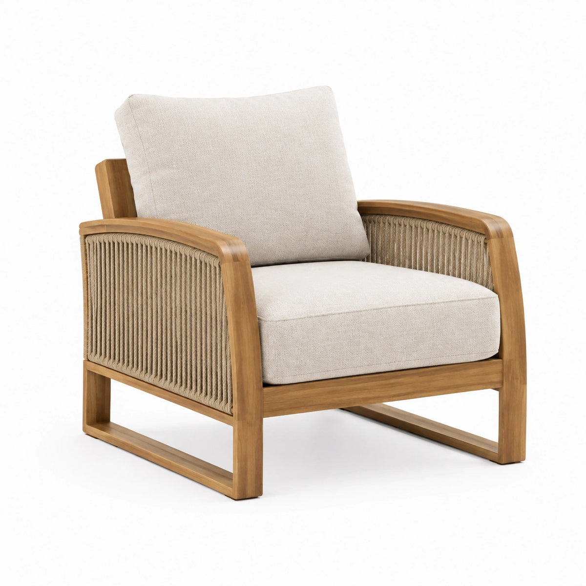 Fauteuil 78 x 75 x 80 cm en bois beige tressé style naturel