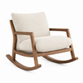 Fauteuil à bascule 70 x 90 x 100 cm en bois et tissu bouclette écru style contemporain