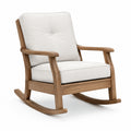 Fauteuil à bascule 70 x 90 x 98 cm en bois et tissu écru style scandinave