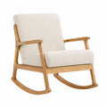 Fauteuil à bascule 70 x 95 x 100 cm en bois et tissu bouclette écru style scandinave