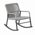 Fauteuil à bascule 70 x 90 x 100 cm en corde tressée gris et métal noir style contemporain