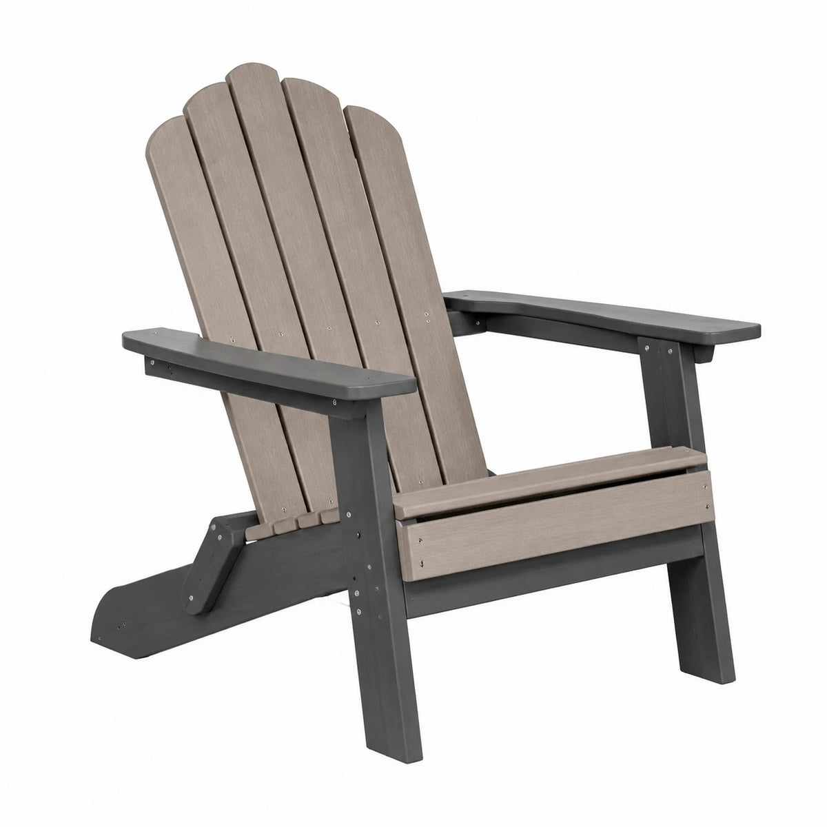 Fauteuil de jardin Adirondack 83 x 76 x 98 cm en plastique gris anthracite et taupe avec accoudoirs