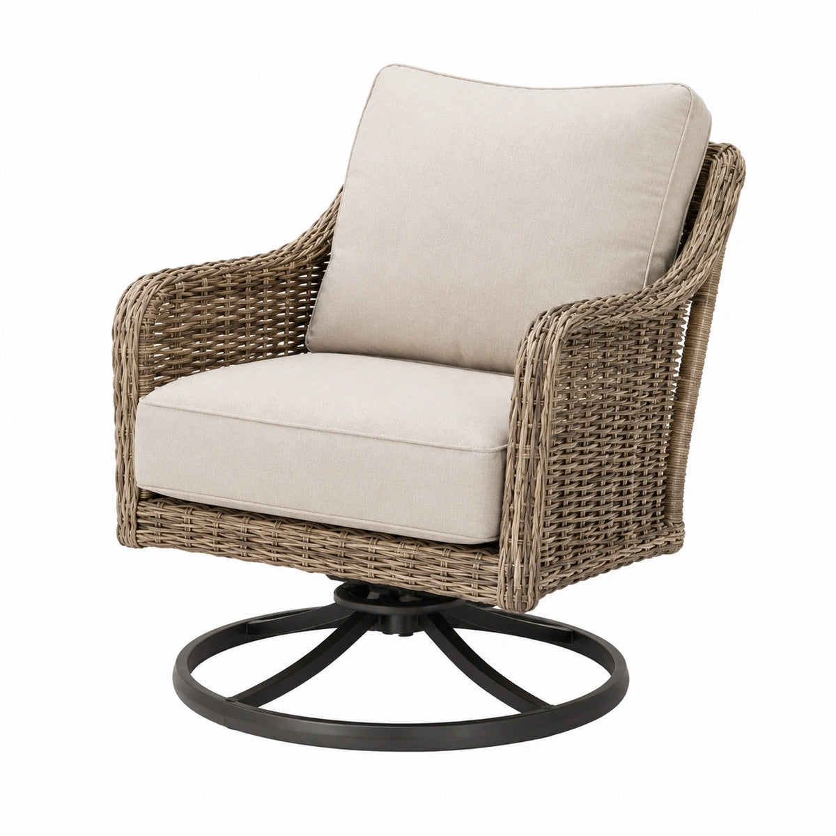 Fauteuil pivotant 82 x 88 x 96 cm en osier beige style naturel