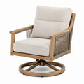 Fauteuil de jardin pivotant 78 x 82 x 95 cm en bois beige avec cordage style naturel