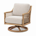 Fauteuil pivotant 78 x 82 x 92 cm en bois et rotin beige style naturel