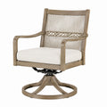 Fauteuil de jardin pivotant 76 x 71 x 102 cm en bois taupe et beige style bohème