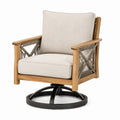 Fauteuil pivotant 80 x 85 x 92 cm en bois et corde beige pour extérieur style naturel
